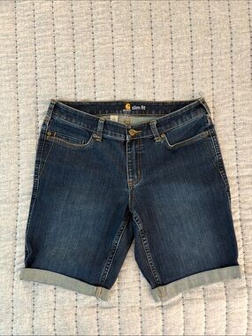 Carhartt Women's Slim Fit Dark Blue Denim Jean Shorts
